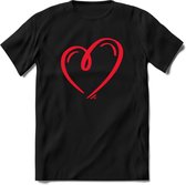 Valentijn Hart T-Shirt | Grappig Valentijnsdag Cadeautje voor Hem en Haar | Dames - Heren - Unisex | Kleding Cadeau | - Zwart - S