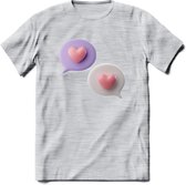 Valentijn Hart chat T-Shirt | Grappig Valentijnsdag Cadeautje voor Hem en Haar | Dames - Heren - Unisex | Kleding Cadeau | - Licht Grijs - Gemaleerd - XXL