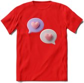 Valentijn Hart chat T-Shirt | Grappig Valentijnsdag Cadeautje voor Hem en Haar | Dames - Heren - Unisex | Kleding Cadeau | - Rood - S