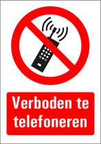 Verboden te telefoneren sticker met tekst 210 x 297 mm