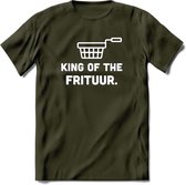 King Of The Frituur - Snack T-Shirt | Grappig Verjaardag Kleding Cadeau | Eten En Snoep Shirt | Dames - Heren - Unisex Tshirt | - Leger Groen - M