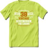 38 Jaar Legend T-Shirt | Goud - Wit | Grappig Verjaardag en Feest Cadeau Shirt | Dames - Heren - Unisex | Tshirt Kleding Kado | - Groen - M