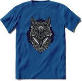 Vos - Dieren Mandala T-Shirt | Donkerblauw | Grappig Verjaardag Zentangle Dierenkop Cadeau Shirt | Dames - Heren - Unisex | Wildlife Tshirt Kleding Kado | - Donker Blauw - L