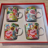 Set 4x Thee Mokken "Burst of Colours" Shannonbridge Pottery Ierland