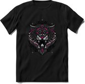 Tijger - Dieren Mandala T-Shirt | Roze | Grappig Verjaardag Zentangle Dierenkop Cadeau Shirt | Dames - Heren - Unisex | Wildlife Tshirt Kleding Kado | - Zwart - L