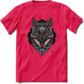 Vos - Dieren Mandala T-Shirt | Rood | Grappig Verjaardag Zentangle Dierenkop Cadeau Shirt | Dames - Heren - Unisex | Wildlife Tshirt Kleding Kado | - Roze - XL