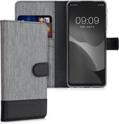 kwmobile telefoonhoesje voor Motorola Moto G51 5G - Hoesje met pasjeshouder in grijs / zwart - Case met portemonnee