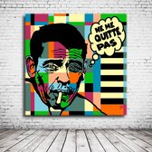 Pop Art Jacques Brel Acrylglas - 100 x 100 cm op Acrylaat glas + Inox Spacers / RVS afstandhouders - Popart Wanddecoratie