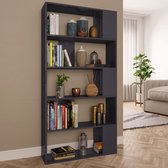 Decoways - Boekenkast/kamerscherm 80x24x159 cm spaanplaat hoogglans grijs