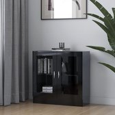 Decoways - Vitrinekast 82,5x30,5x80 cm spaanplaat hoogglans zwart