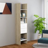 Decoways - Boekenkast 40x35x180 cm spaanplaat wit en sonoma eikenkleurig