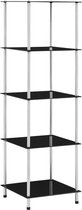 Decoways - Kastje 5-laags 40x40x130 cm gehard glas zwart