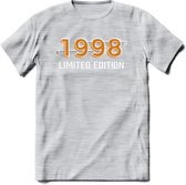 1998 Limited Edition T-Shirt | Goud - Zilver | Grappig Verjaardag en Feest Cadeau Shirt | Dames - Heren - Unisex | Tshirt Kleding Kado | - Licht Grijs - Gemaleerd - S