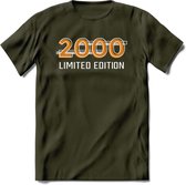 2000 Limited Edition T-Shirt | Goud - Zilver | Grappig Verjaardag en Feest Cadeau Shirt | Dames - Heren - Unisex | Tshirt Kleding Kado | - Leger Groen - L