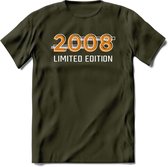 2008 Limited Edition T-Shirt | Goud - Zilver | Grappig Verjaardag en Feest Cadeau Shirt | Dames - Heren - Unisex | Tshirt Kleding Kado | - Leger Groen - XL