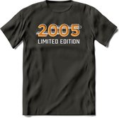 2005 Limited Edition T-Shirt | Goud - Zilver | Grappig Verjaardag en Feest Cadeau Shirt | Dames - Heren - Unisex | Tshirt Kleding Kado | - Donker Grijs - XXL