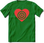 Valentijn Hart T-Shirt | Grappig Valentijnsdag Cadeautje voor Hem en Haar | Dames - Heren - Unisex | Kleding Cadeau | - Donker Groen - M