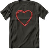 Valentijn Hart T-Shirt | Grappig Valentijnsdag Cadeautje voor Hem en Haar | Dames - Heren - Unisex | Kleding Cadeau | - Donker Grijs - L