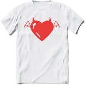 Valentijn Hart T-Shirt | Grappig Valentijnsdag Cadeautje voor Hem en Haar | Dames - Heren - Unisex | Kleding Cadeau | - Wit - L