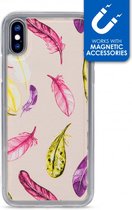 Samsung Galaxy A10 Hoesje - My Style - Magneta Serie - TPU Backcover - Beige Feathers - Hoesje Geschikt Voor Samsung Galaxy A10