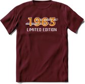 1963 Limited Edition T-Shirt | Goud - Zilver | Grappig Verjaardag en Feest Cadeau Shirt | Dames - Heren - Unisex | Tshirt Kleding Kado | - Burgundy - S