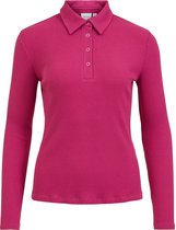 Vila T-shirt Vilolia Polo-neck L/s Rib Top 14072988 Festival Fuchsia Dames Maat - S