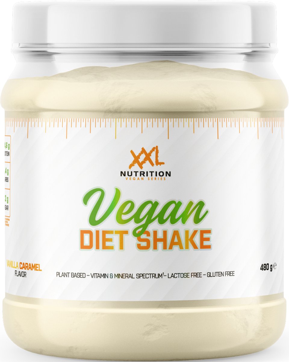 Goedkoopste XXL Nutrition - Vegan Diet Shake - Maaltijdshake, Eiwit Shake, Maaltijdvervanger - Whey Protein Shake Incl. Vitamines & Mineralen - Vanille Caramel - 480 Gram