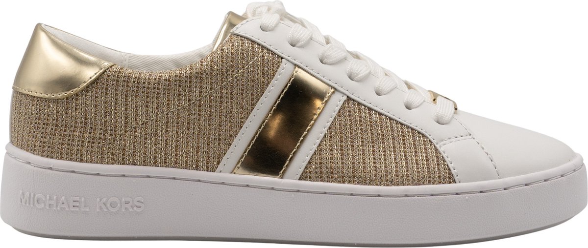 Michael Kors Irving Stripe Lace Up Dames Sneakers White/Gold - Maat 41