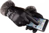 SVH Company Handschoenen met Touchscreen Vingertoppen - Touch Tips Winter Gloves Winterhandschoenen - Fleece Voering  PU Leer Zwart - Heren