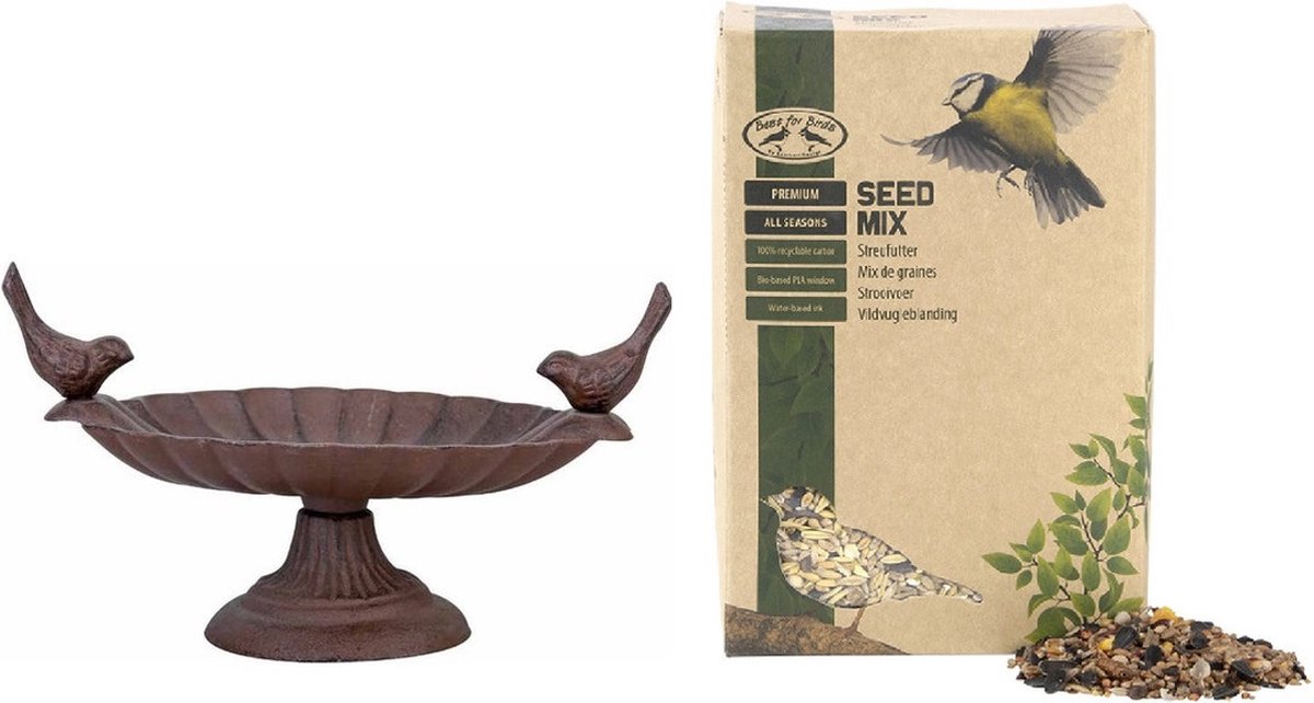 Bain d'oiseau rond avec deux oiseaux décoratifs en céramique pour oiseaux  sauvages Abreuvoir pour oiseaux d'extérieur Mangeoire pour oiseaux d' extérieur sur pied