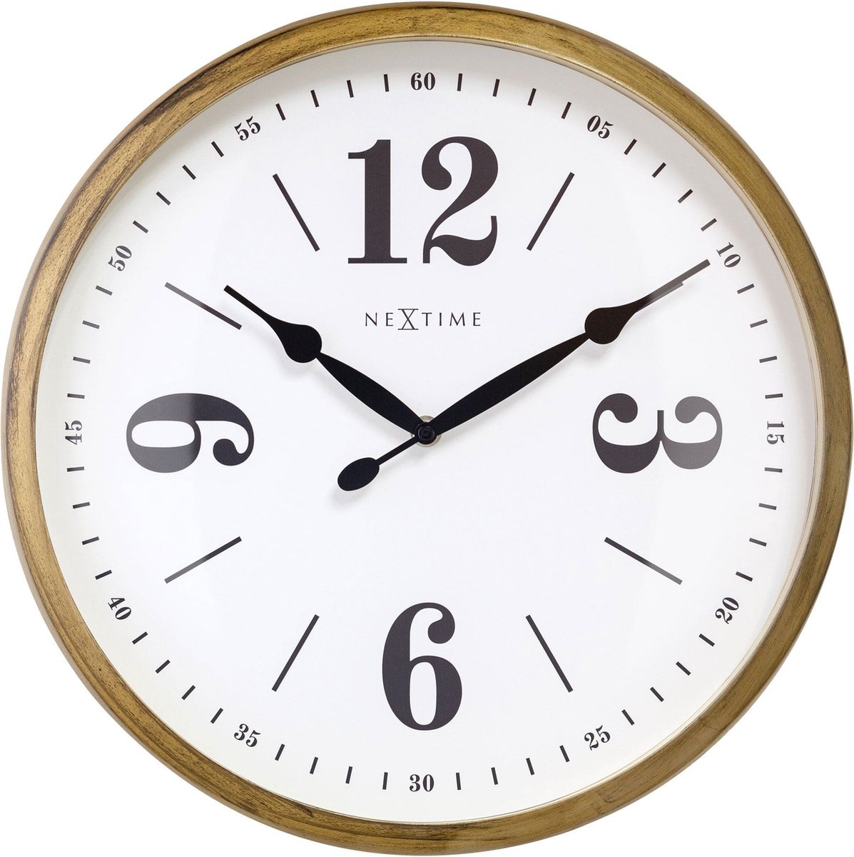 NeXtime Classic – Landelijke Wandklok – 39 cm – Metaal – Wit/Zilver – Stil