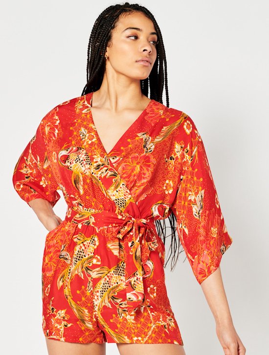 Superdry Vintage Kimono Playsuit Oranje L Vrouw