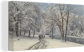 Canvas Schilderij De Engelse tuin in München in de winter - schilderij van Anders Andersen-Lundby - 40x20 cm - Wanddecoratie