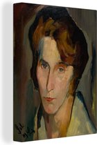Canvas Schilderij Portret van de moeder van een kunstenaar - schilderij van Max Liebermann - 60x80 cm - Wanddecoratie