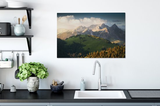 Tableau sur toile Vue sur les Alpes suisses - 90x60 cm - Décoration murale