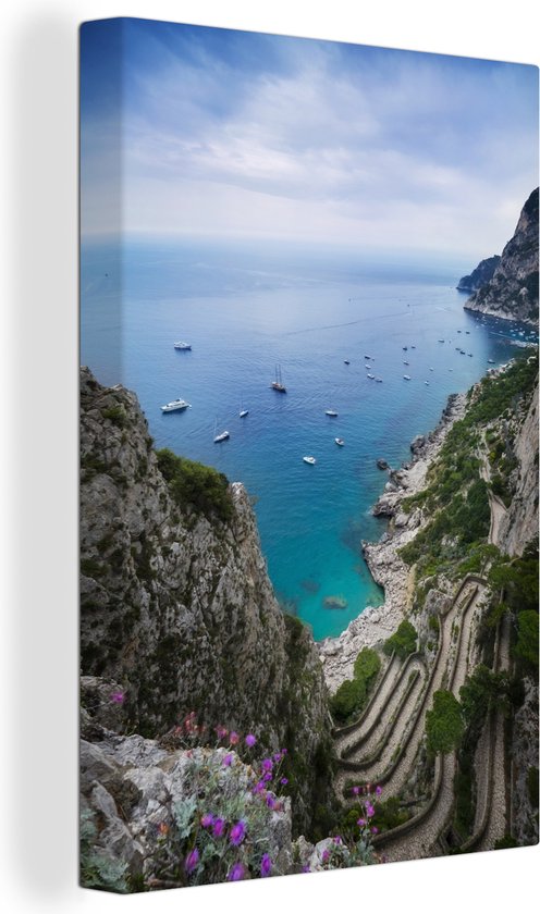 Toile Peinture Via Krupp sur l'île de Capri - 120x180 cm - Décoration murale XXL