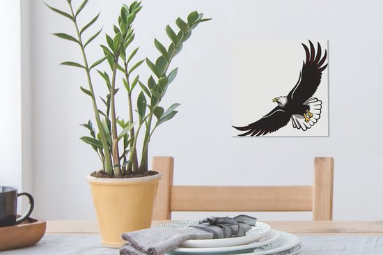 Toile Peinture Illustration d'un Aigle qui s'envole - 20x20 cm - Décoration murale
