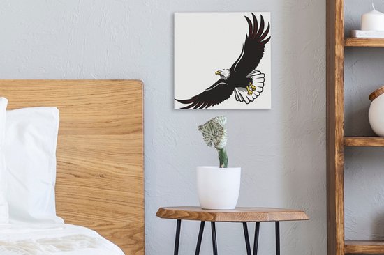 Toile Peinture Illustration d'un Aigle qui s'envole - 20x20 cm - Décoration murale