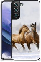 TPU Back Cover Geschikt voor Samsung Galaxy S22 Pro Smartphone Hoesje met Zwarte rand Paarden