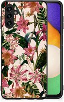 Leuk TPU Back Case Geschikt voor Samsung Galaxy A13 5G | Geschikt voor Samsung Galaxy A04s Telefoon Hoesje met Zwarte rand Bloemen