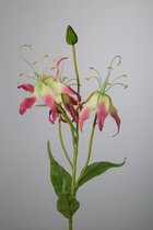 Kunstbloem - Gloriosa - topkwaliteit decoratie - 2 stuks - zijden bloem - Roze - 56 cm hoog