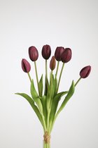 Kunstbloem - Tulp - topkwaliteit decoratie - 1 stuk - zijden boeket - Paars - 39 cm hoog