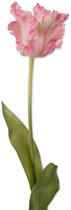 Viv! Home Luxuries Tulp Papegaai - zijden bloem - roze - 71cm - Topkwaliteit