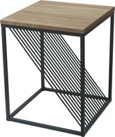 Mia: Salontafel - koffietafel - bijzettafel – lage tafel – woonkamer tafel vierkant met zwart stalen frame (15x15mm) en massief eiken blad (rustiek). Lxbxh: 40x40x50cm. Hoogwaardig