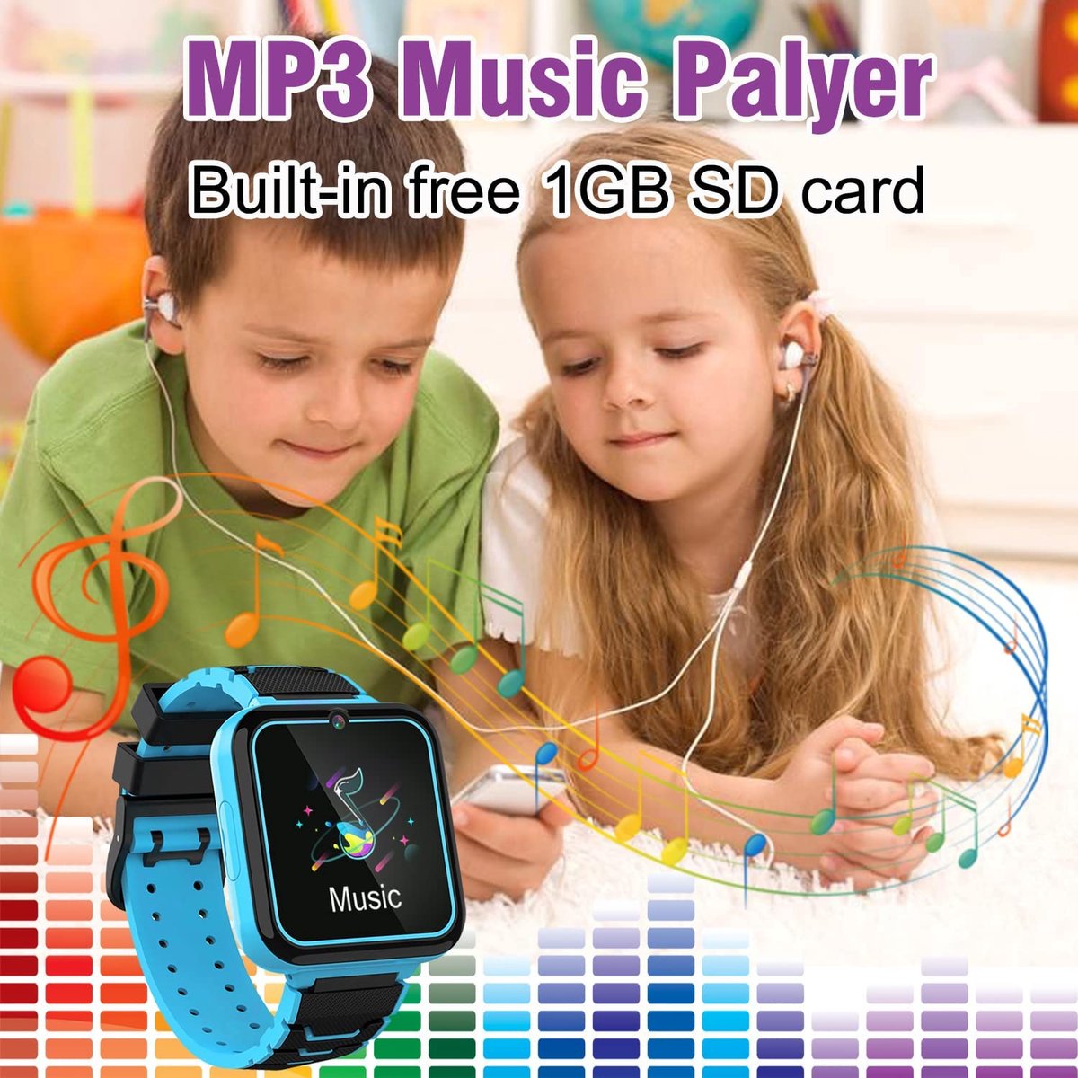 Kesasohe Kids Smartwatch Waterproof Kids Watch with SOS Camera Music Alarm Clock Calculator 16 Games Clock Call Kids Gift for School Students Age