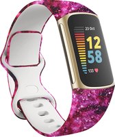 YONO Special Siliconen Bandje geschikt voor Fitbit Charge 5 / 6 - Sterrenstof - Small