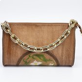 Handgemaakt Unieke Lederen Portfolio & Clutch Damestas - Camel
