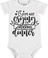 Baby Rompertje met tekst 'I'm not crying, i'm ordening dinner' |Korte mouw l | wit zwart | maat 50/56 | cadeau | Kraamcadeau | Kraamkado