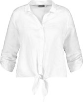 SAMOON Dames Linnen blouse met geknoopte zoom