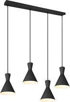 LED Hanglamp - Torna Ewomi - E27 Fitting - 4-lichts - Rechthoek - Mat Zwart - Aluminium